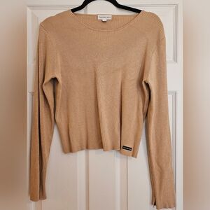 Tan Ribbed Long Sleeve Top. Size XL. Good Condition.
